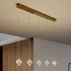 Lucande Pendellamper|Pendellamper>LED-pendellampe Hayley, 96 cm, 5 lyskilder, guld, glas