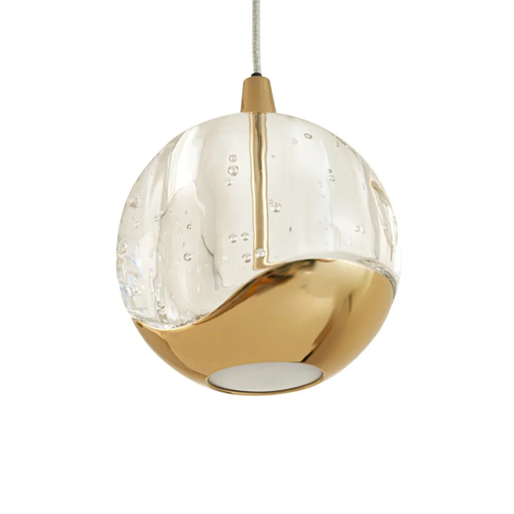 Lucande Pendellamper|Pendellamper>LED-pendellampe Hayley, 96 cm, 5 lyskilder, guld, glas