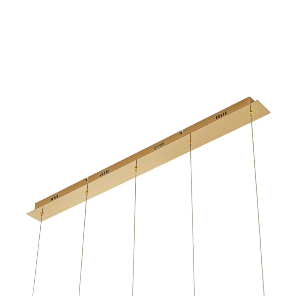 Lucande Pendellamper|Pendellamper>LED-pendellampe Hayley, 96 cm, 5 lyskilder, guld, glas