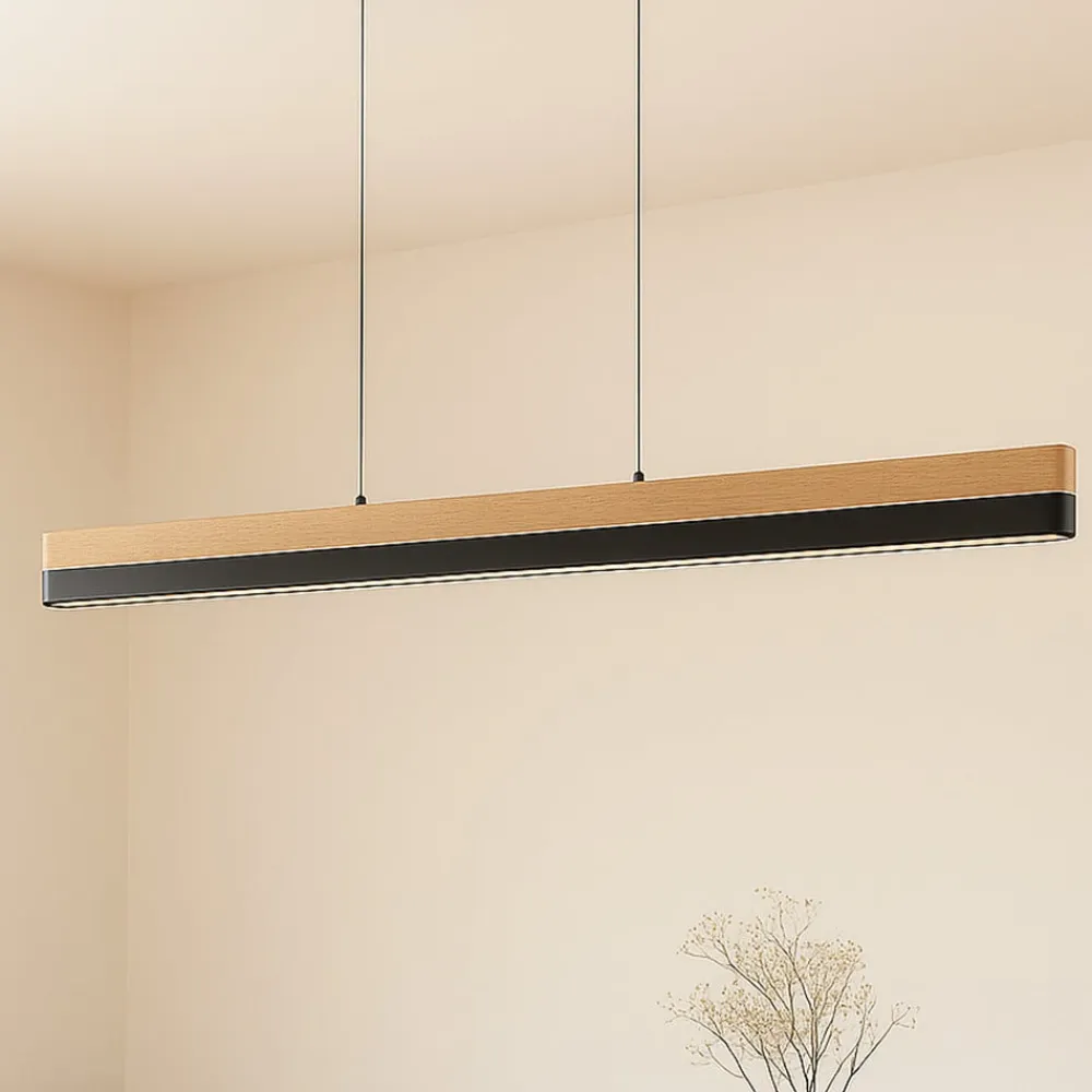 Lucande Pendellamper|Pendellamper>LED-pendellampe Holven, træ, CCT, længde 113 cm