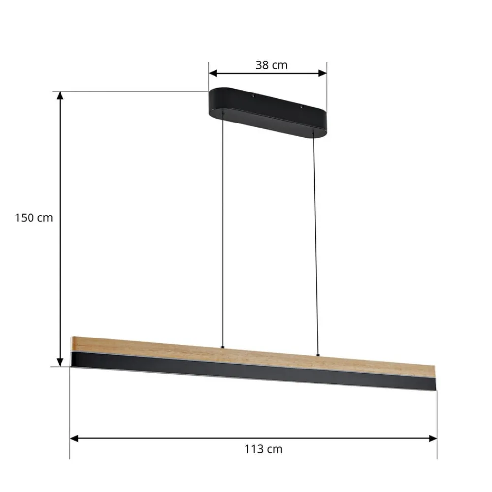 Lucande Pendellamper|Pendellamper>LED-pendellampe Holven, træ, CCT, længde 113 cm