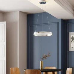 LED-pendellampe Lyani, Ø 50 cm, krom, dæmpbar^Lucande New