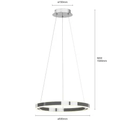 LED-pendellampe Lyani, Ø 50 cm, krom, dæmpbar^Lucande New
