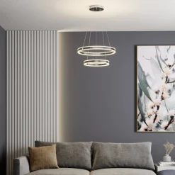 Lucande LED-pendellampe Lyani, 60 cm, 2 lyskilder, krom, dæmpbar