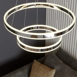 Lucande LED-pendellampe Lyani, 60 cm, 2 lyskilder, krom, dæmpbar