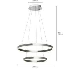 Lucande LED-pendellampe Lyani, 60 cm, 2 lyskilder, krom, dæmpbar