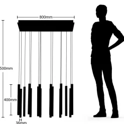 Lucande LED-pendellampe Stoika, 80 cm, 16-lys, kantet