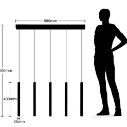 Lucande LED-pendellampe Stoika, 88 cm, 5 lyskilder, metal