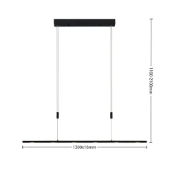 Lucande LED-pendellampe Stakato, 120 cm, 6 lyskilder, dæmpbar