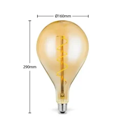 Lucande Dæmpbar Led-Pære|Filament Pære>LED-pære E27 A160 4W 2.700K dæmpbar ravfarvet