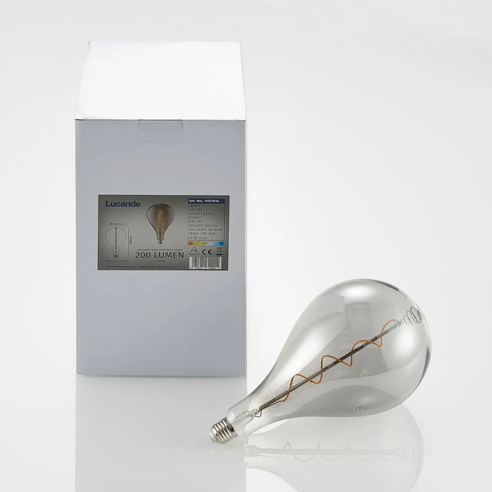 Lucande LED-pære E27 A160 4W 1.800K dæmpbar røgfarvet