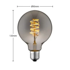 Lucande LED-pære E27 G95 4W smoke 1.800K dæmpbar