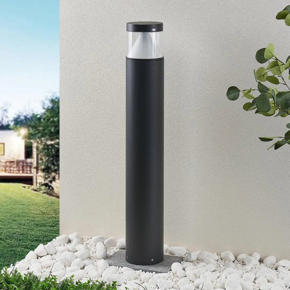 Lucande LED-pullert Darja, antracit, metal, 100 cm, IP54