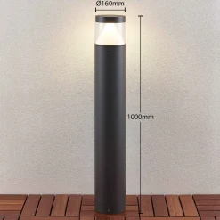 Lucande LED-pullert Darja, antracit, metal, 100 cm, IP54