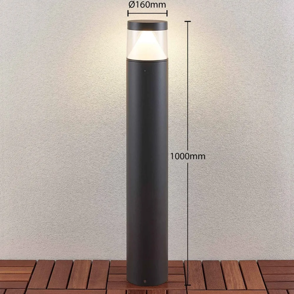 Lucande LED-pullert Darja, antracit, metal, 100 cm, IP54