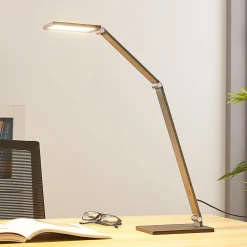 Lucande LED-skrivebordslampe Mion, 41 cm, kantet, dæmpbar