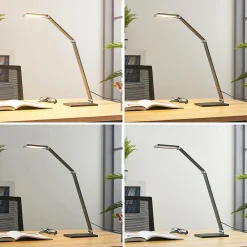 Lucande LED-skrivebordslampe Mion, 41 cm, kantet, dæmpbar