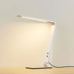 LED-skrivebordslampe Nicano, grå, metal, dæmpbar.^Lucande