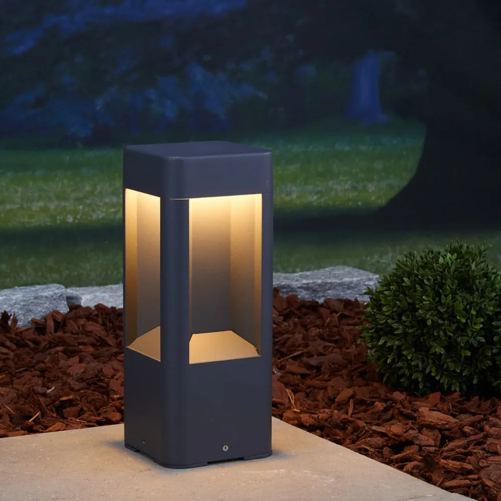 Lucande LED-sokkellampe Annika, antracit, metal, 30 cm