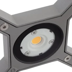 Lucande LED-sokkellampe Lealan, grå, metal, 23 cm, IP54