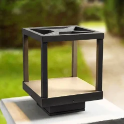 Lucande Terrassebelysning>LED-sokkellampe Lealan, sort, metal, 23 cm, IP54