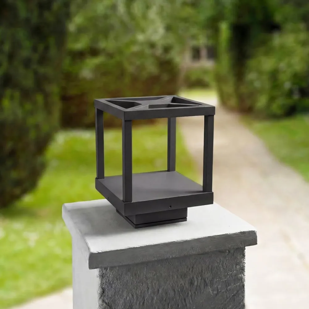 Lucande Terrassebelysning>LED-sokkellampe Lealan, sort, metal, 23 cm, IP54