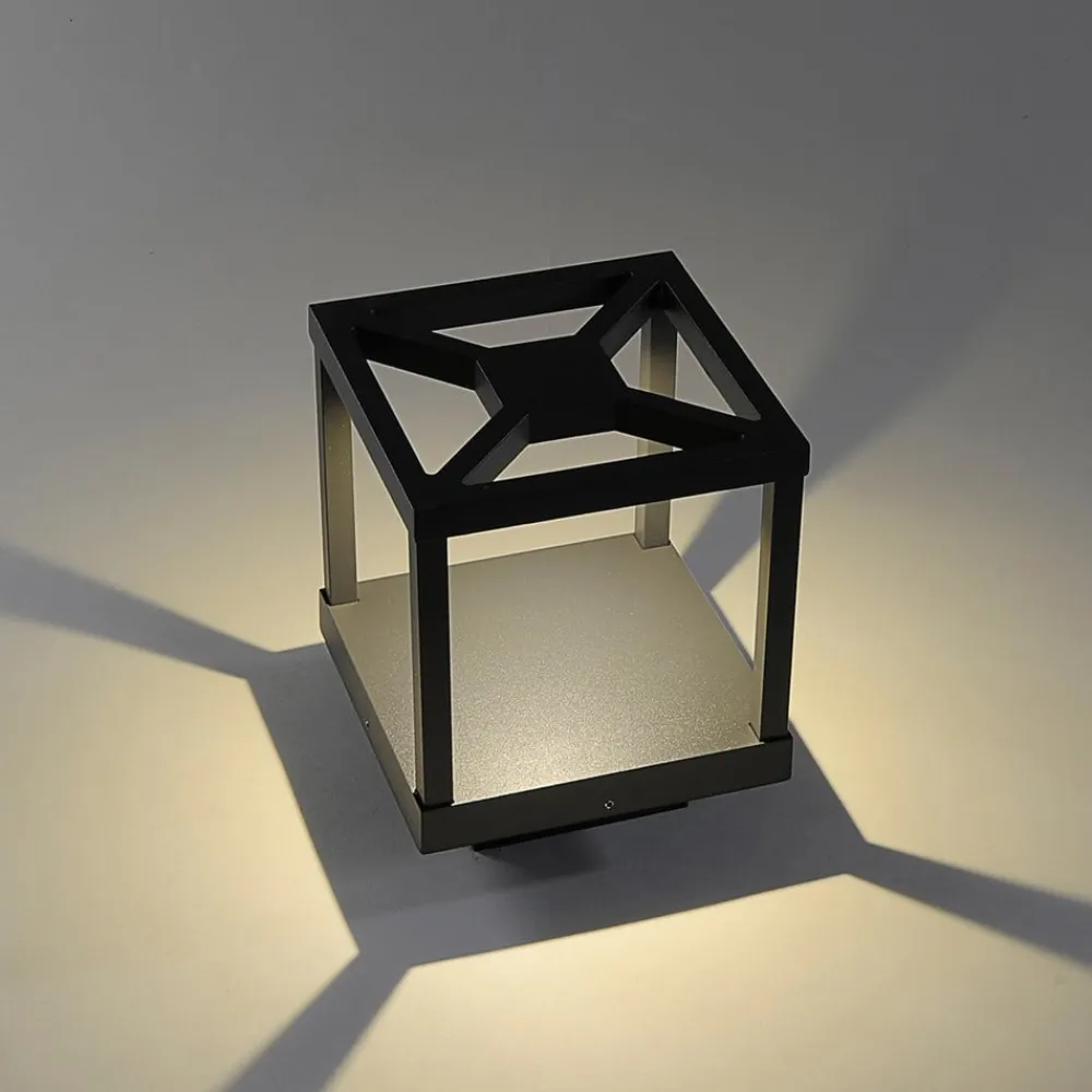 Lucande Terrassebelysning>LED-sokkellampe Lealan, sort, metal, 23 cm, IP54