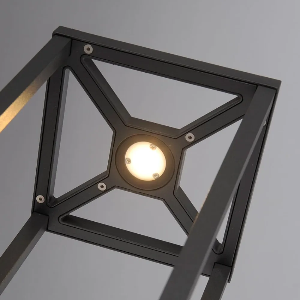 Lucande Terrassebelysning>LED-sokkellampe Lealan, sort, metal, 23 cm, IP54