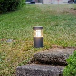 Lucande LED-sokkellampe Lucius, 27 cm, antracit, IP54