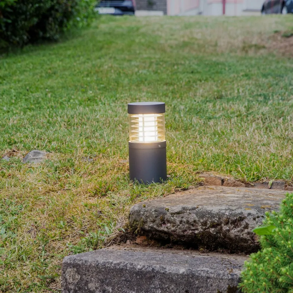 Lucande LED-sokkellampe Lucius, 27 cm, antracit, IP54