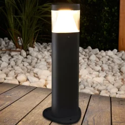 Lucande Sokkellamper|Terrassebelysning>LED-sokkellampe Milou, højde 30 cm, antracit, aluminium