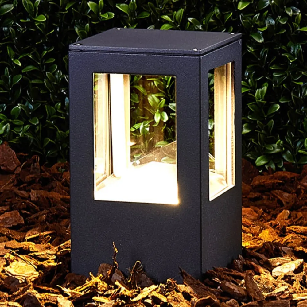 Lucande Terrassebelysning>LED-sokkellampe Nicola, 20 cm, antracit, IP54