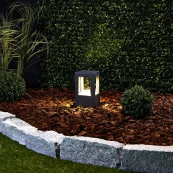 Lucande Terrassebelysning>LED-sokkellampe Nicola, 20 cm, antracit, IP54