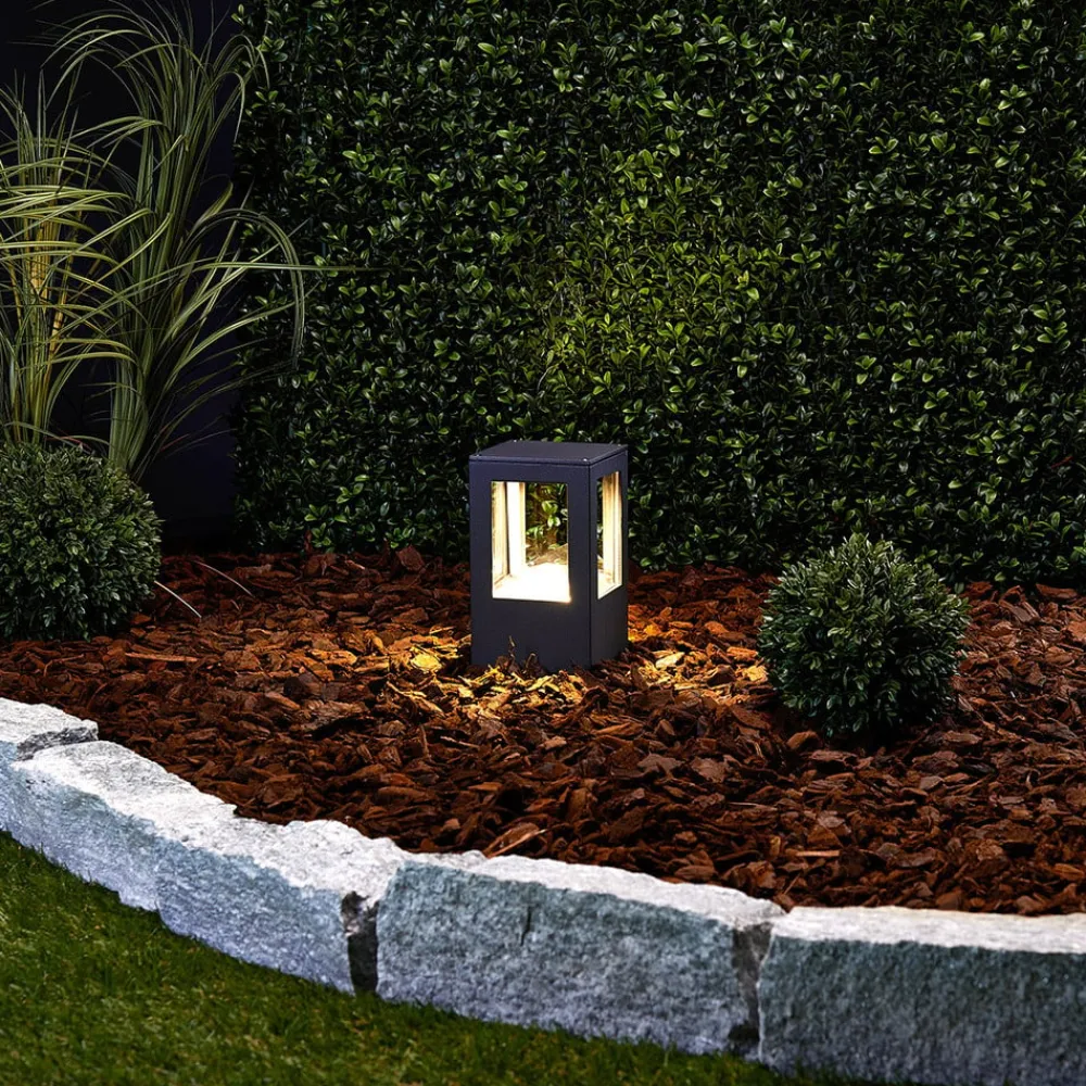 Lucande Terrassebelysning>LED-sokkellampe Nicola, 20 cm, antracit, IP54