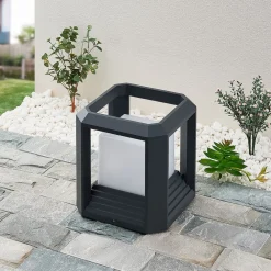 Lucande Terrassebelysning|Sokkellamper>LED-sokkellampe Serenella, antracit, metal, 27 cm