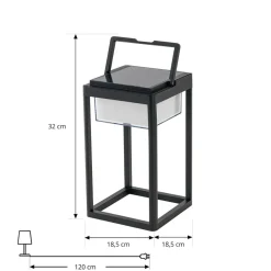 LED-solcellebordlampe Tilena, kantet, sort, dæmpbar^Lucande Online