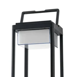 LED-solcellebordlampe Tilena, kantet, sort, dæmpbar^Lucande Online