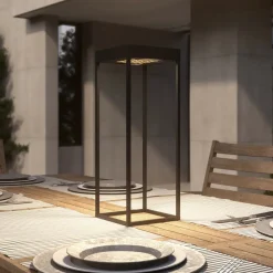 Lucande LED-solcellelampe Lynzy, 58 cm, sort, metal, IP65