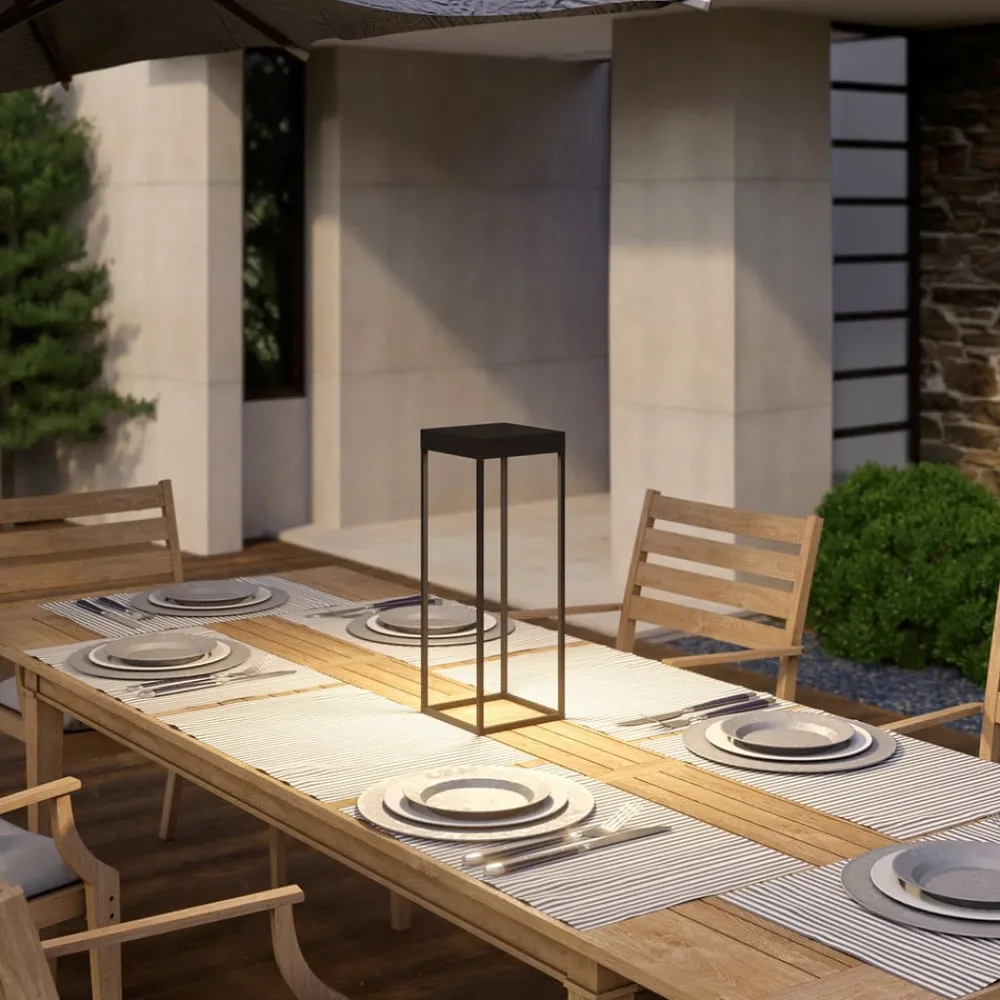 Lucande LED-solcellelampe Lynzy, 58 cm, sort, metal, IP65