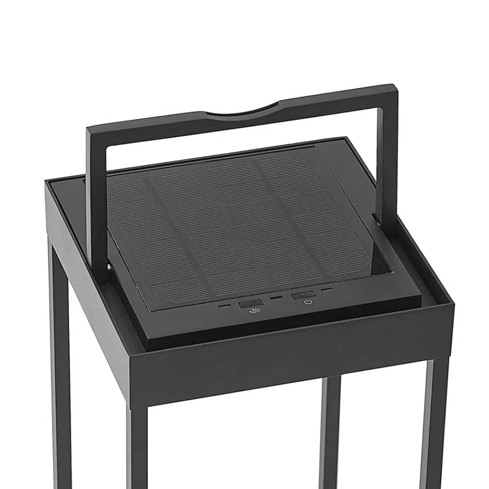 Lucande LED-solcellelampe Lynzy, 58 cm, sort, metal, IP65