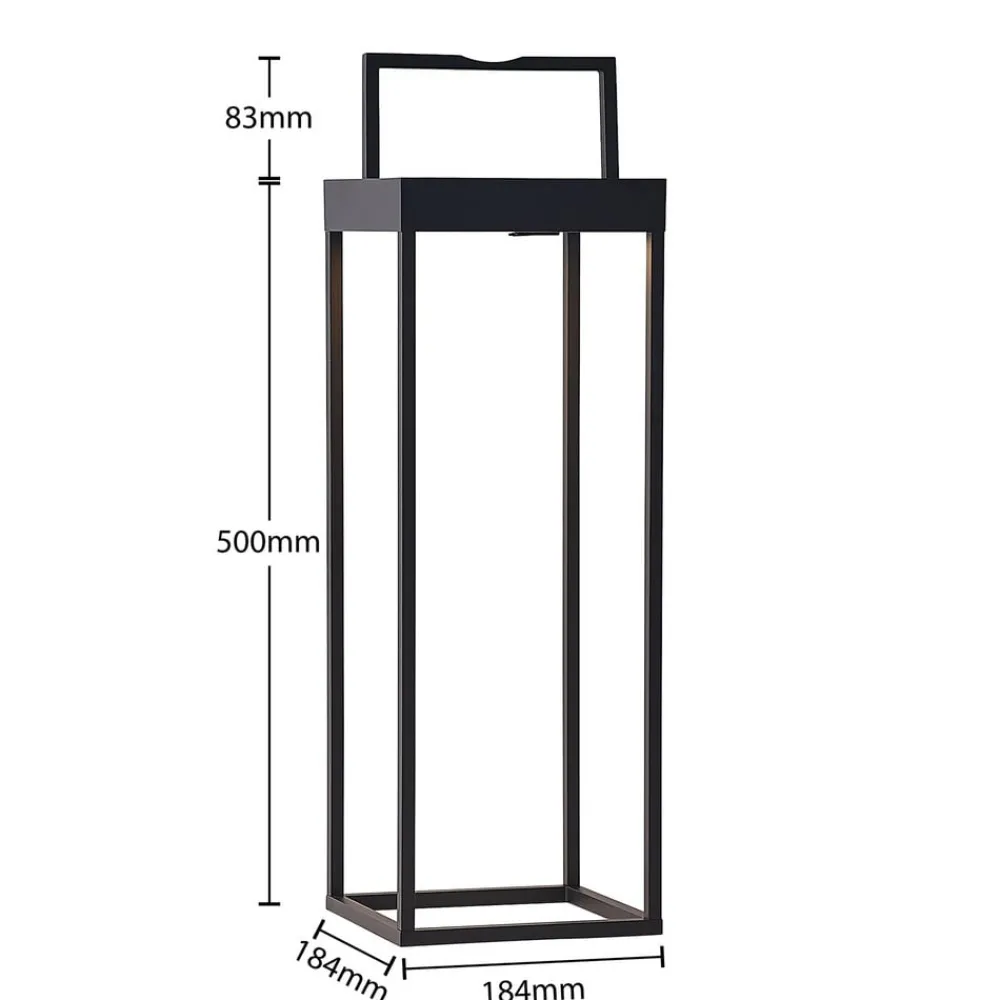 Lucande LED-solcellelampe Lynzy, 58 cm, sort, metal, IP65