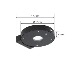 Lucande LED-solcelle-væglampe Tavon, rund, sort, sensor