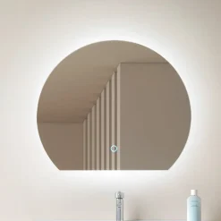 Lucande LED-spejl Celestiel, halvcirkelformet, CCT, Ø 50 cm