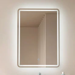 Lucande LED-spejl Celestiel, kantet, opvarmelig, CCT, 70 cm