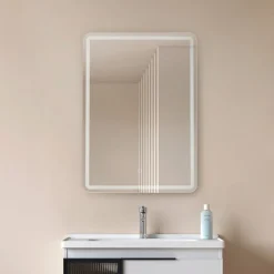 Lucande LED-spejl Celestiel, kantet, opvarmelig, CCT, 70 cm