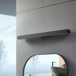 Lucande LED-spejllampe Zafira, sort, aluminium, 90 cm, IP44