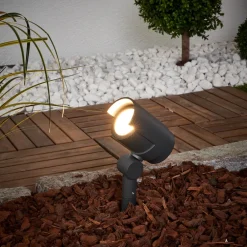 Lucande Terrassebelysning|Udendørs Spot>LED-spot med jordspyd Beatrix, antracit, aluminium, 45,7 cm