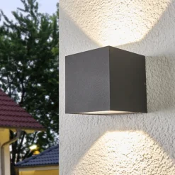 Lucande Terrassebelysning|Væglamper>LED-udendørs væglampe Merjem, 10 cm, op/ned, IP54