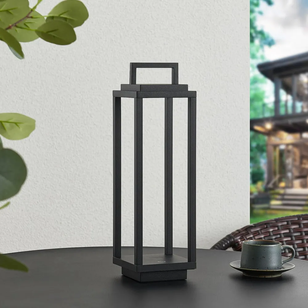 LED-udendørslampe Mirina, sort, genopladeligt batteri, touch-dæmper^Lucande Hot