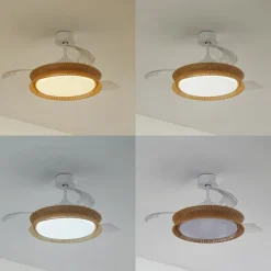 Lucande LED-ventilator Lineta, hvid, reb, Ø 103 cm, støjsvag